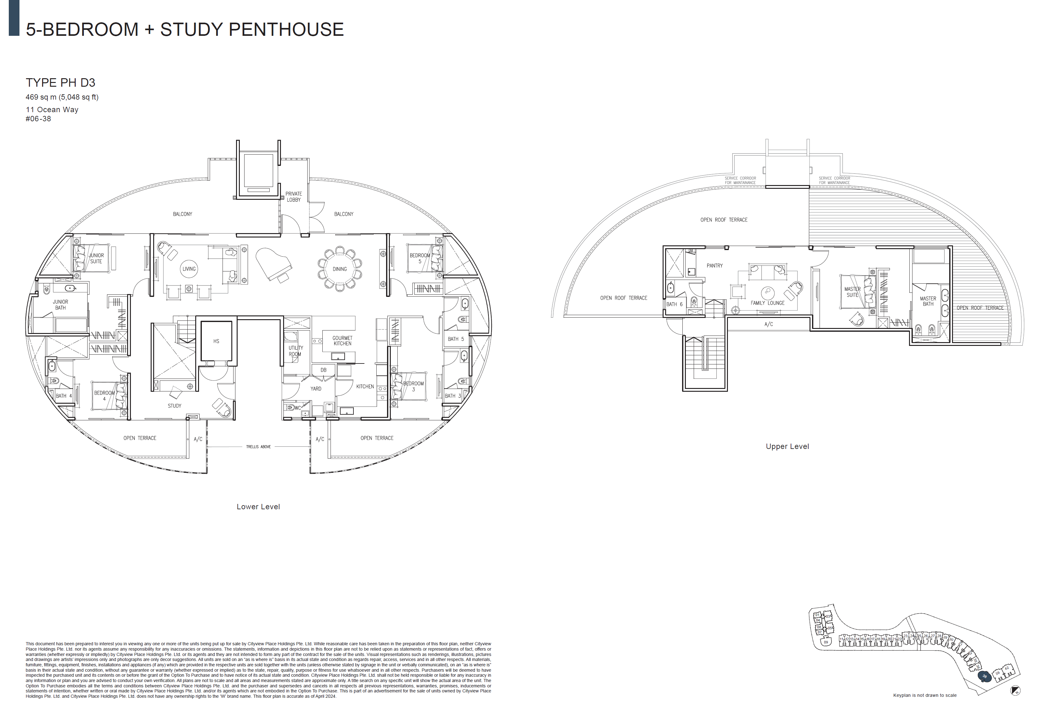 Floor plan of The Residences At W Singapore Sentosa Cove type Penthouse, Penthouse, 5,048 sq ft